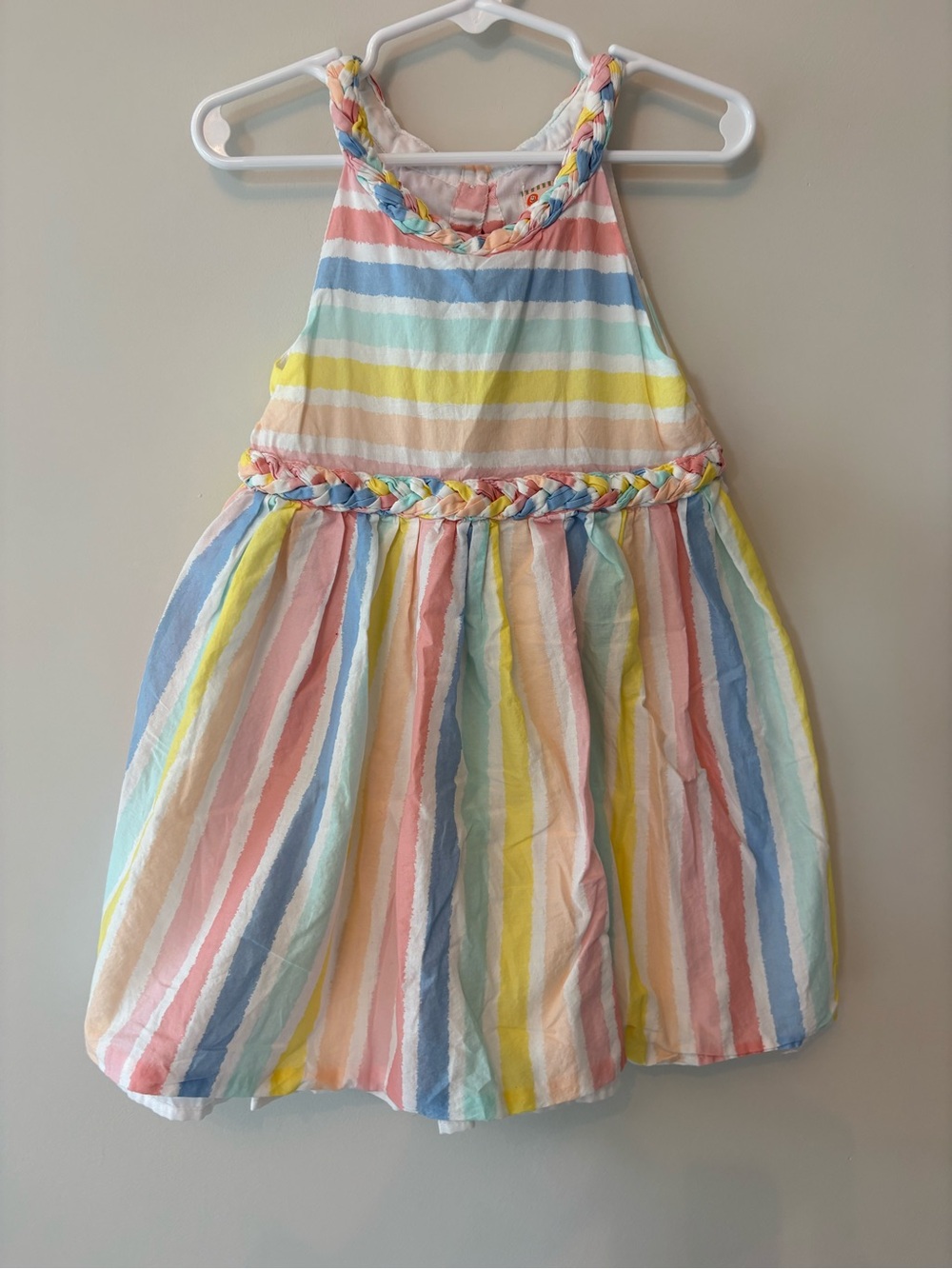 OshKosh B'gosh Pastel Stripe Halter Dress - Pink Blue Yellow Mint